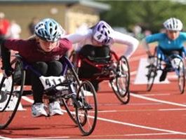 wheelchair racers in action