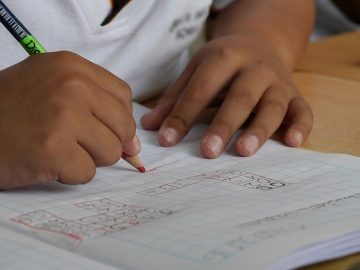 Child doing school work