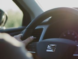 driver at steeting wheel