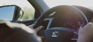 driver at steeting wheel