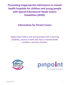 Cover page for document on ERPCF Parent Carer's Guide to Mental Health Services