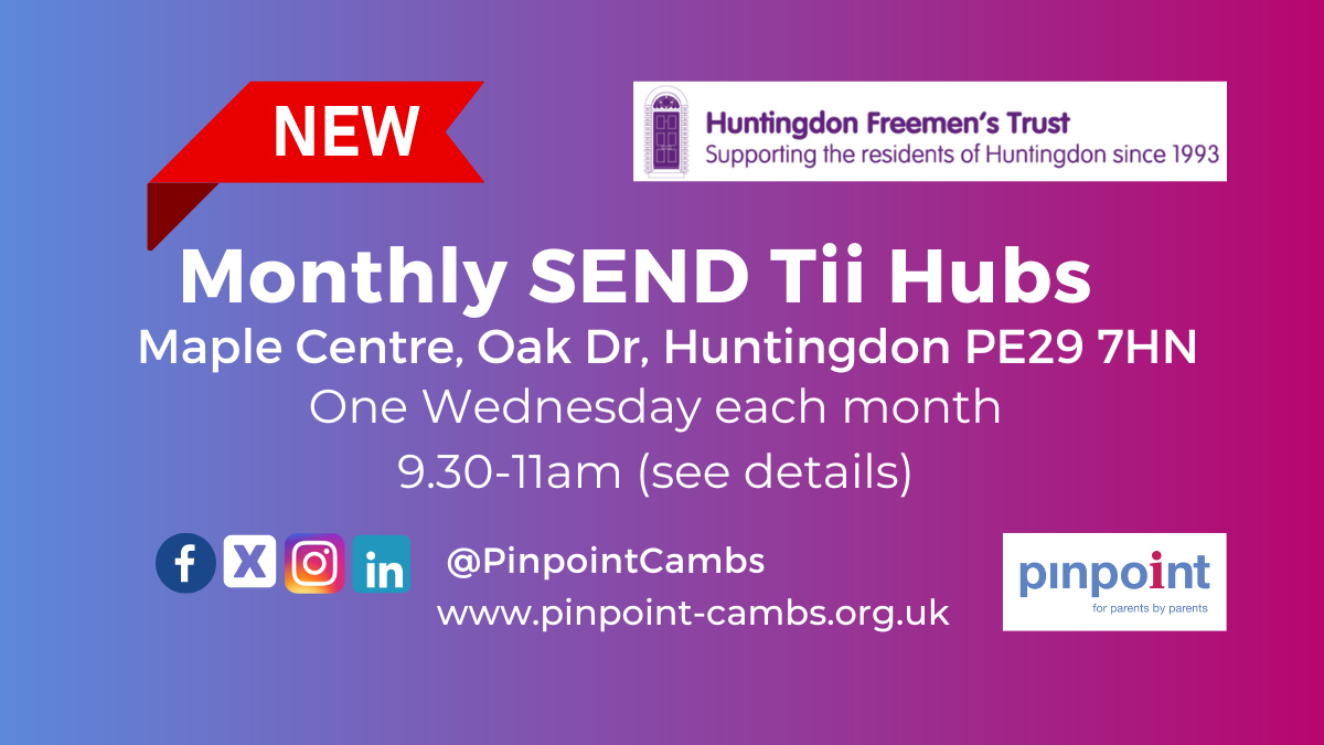 Monthly SEND Tii Hubs. Maple Centre Huntingdon 9.30am to 11am