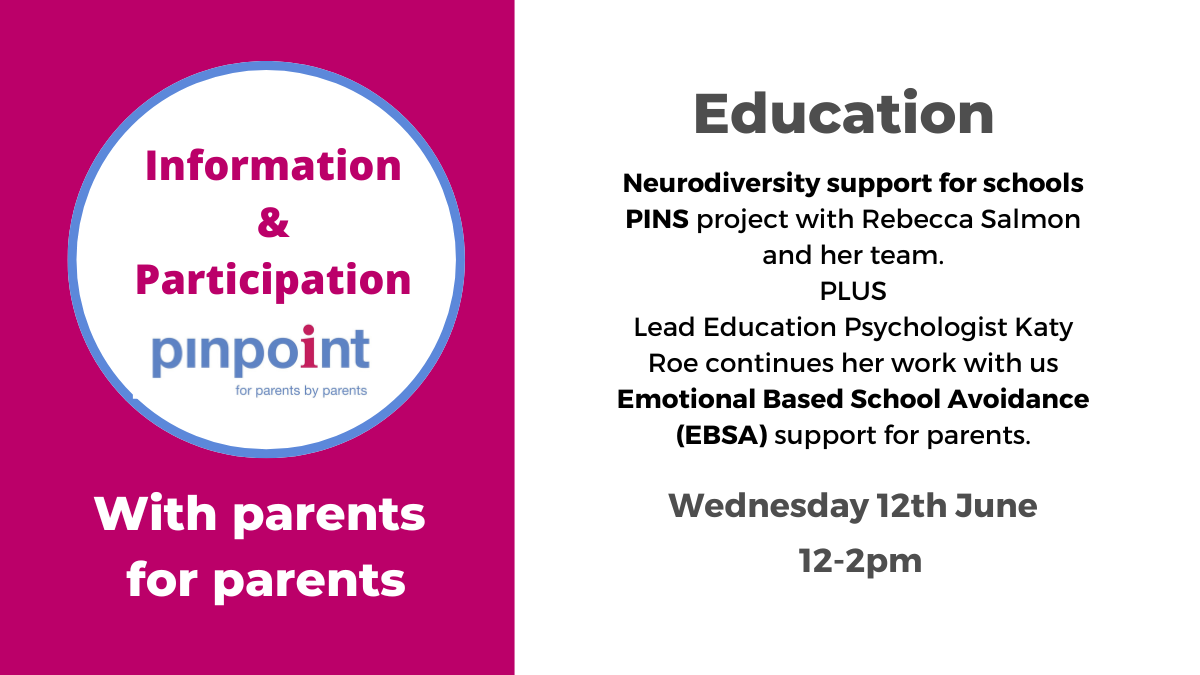 12th June 12pm to 2pm. EDUCATION Participation Event. Pinpoint website. Pinpoint logo. Information and Participation
